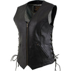 Milwaukee Leather Women's Mistress Black Side Lace Leather Motorcycle Vest - LKL4714