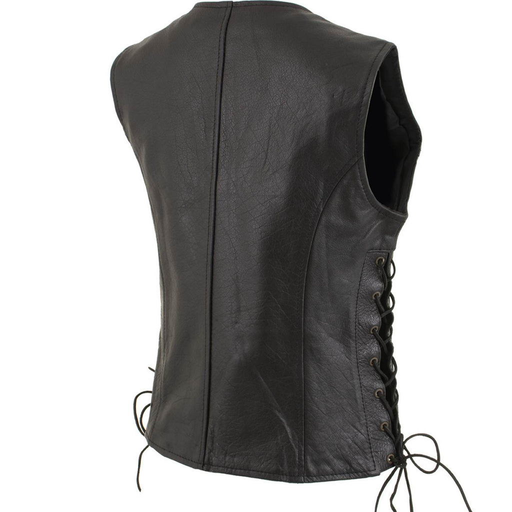 Milwaukee Leather Women's Mistress Black Side Lace Leather Motorcycle Vest - LKL4714