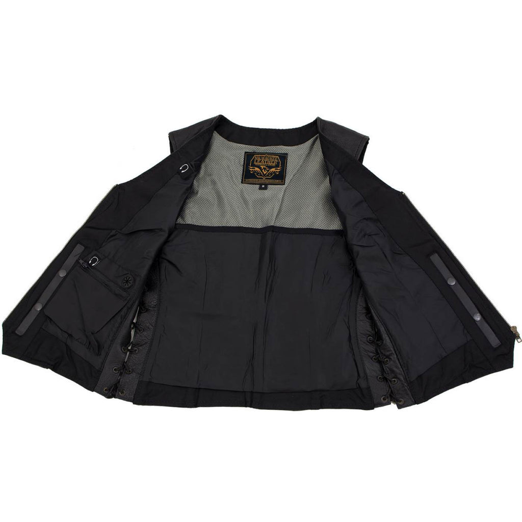 Milwaukee Leather Women's Mistress Black Side Lace Leather Motorcycle Vest - LKL4714