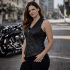 Milwaukee Leather Women's Mistress Black Side Lace Leather Motorcycle Vest - LKL4714