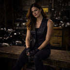 Milwaukee Leather Women's Gemma Black Leather Motorcycle Vest with Side Laces - LKL4716