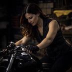 Milwaukee Leather Women's Gemma Black Leather Motorcycle Vest with Side Laces - LKL4716