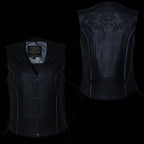 Milwaukee Leather Women's Gemma Black Leather Motorcycle Vest with Side Laces - LKL4716