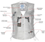 Milwaukee Leather Women's Gemma Black Leather Motorcycle Vest with Side Laces - LKL4716