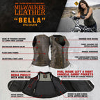 Milwaukee Leather Women's Bella Distressed Brown Leather Motorcycle Vest with Side Laces - LKL4719