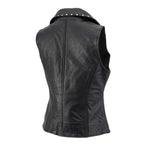 Milwaukee Leather Women's Dita Black Motorcycle Leather Vest w/ Riveted Lapel Collar - LKL4720
