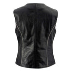 Milwaukee Leather Women's 'Bling' Black Leather V-Neck Motorcycle Rider Vest with Rhinestone Detail - LK4721