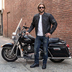 Milwaukee Leather Men's Matte Black Street CE Armored Motorcycle Vented Jacket - Reflective - LKM17012