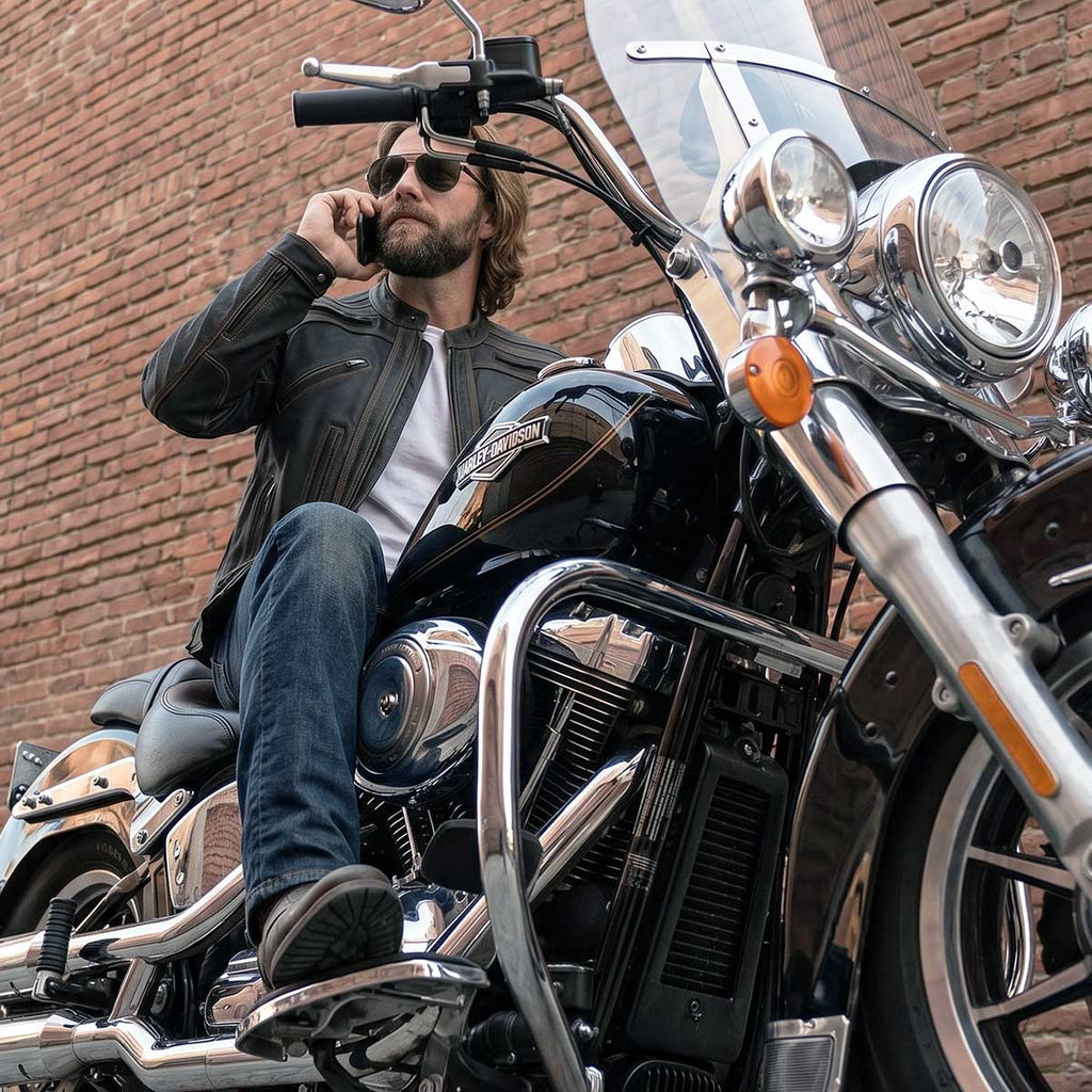 Milwaukee Leather Men's Matte Black Street CE Armored Motorcycle Vented Jacket - Reflective - LKM17012