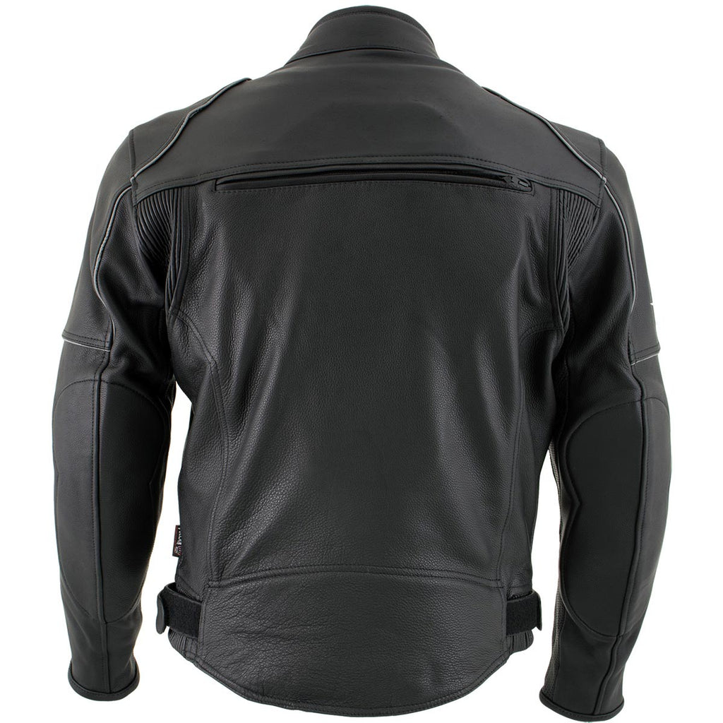 Milwaukee Leather LKM17013 Men's Premium Black Advanced Leather Motorcycle Jacket w/ CE Armor Protection