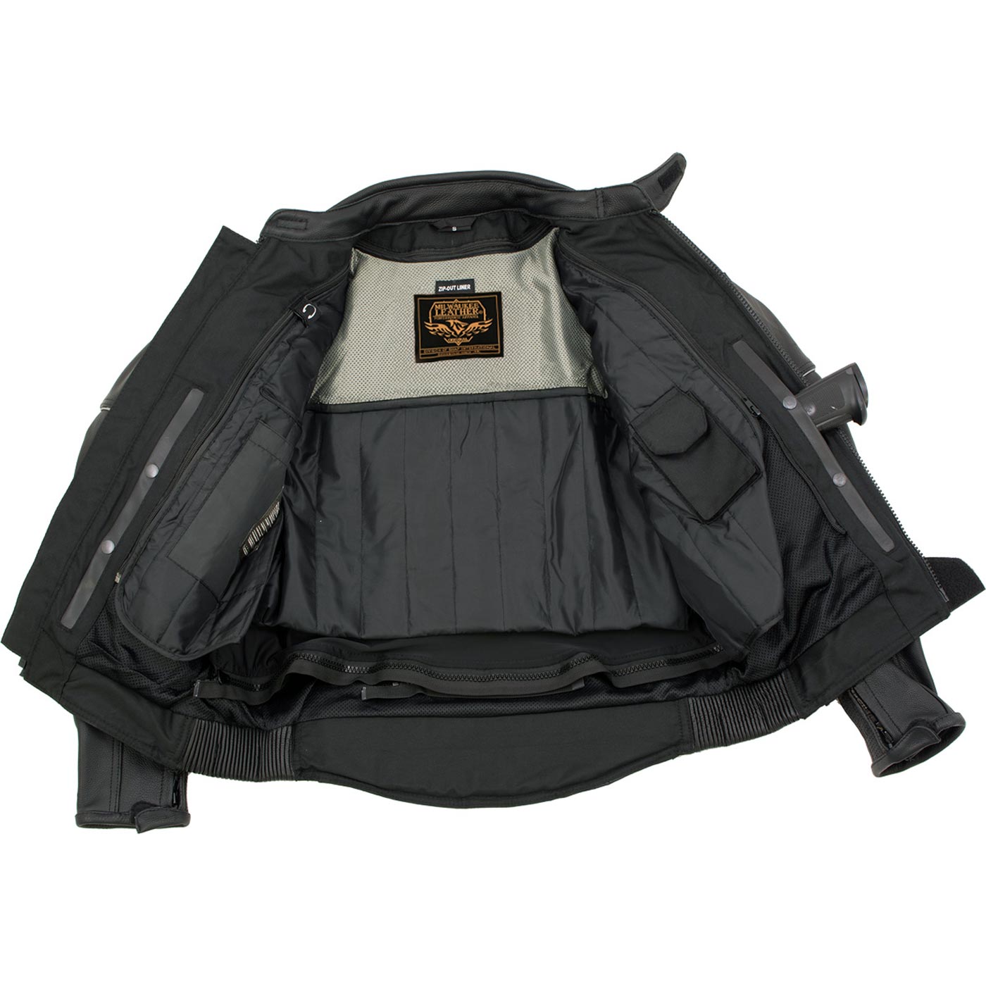 Milwaukee Leather LKM17013 Men's Premium Black Advanced Leather Motorcycle Jacket w/ CE Armor Protection
