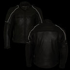 Milwaukee Leather LKM17013 Men's Premium Black Advanced Leather Motorcycle Jacket w/ CE Armor Protection