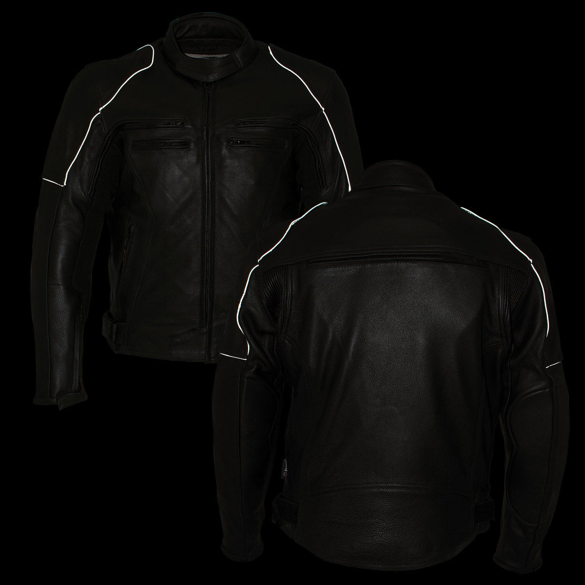 Milwaukee Leather LKM17013 Men's Premium Black Advanced Leather Motorcycle Jacket w/ CE Armor Protection