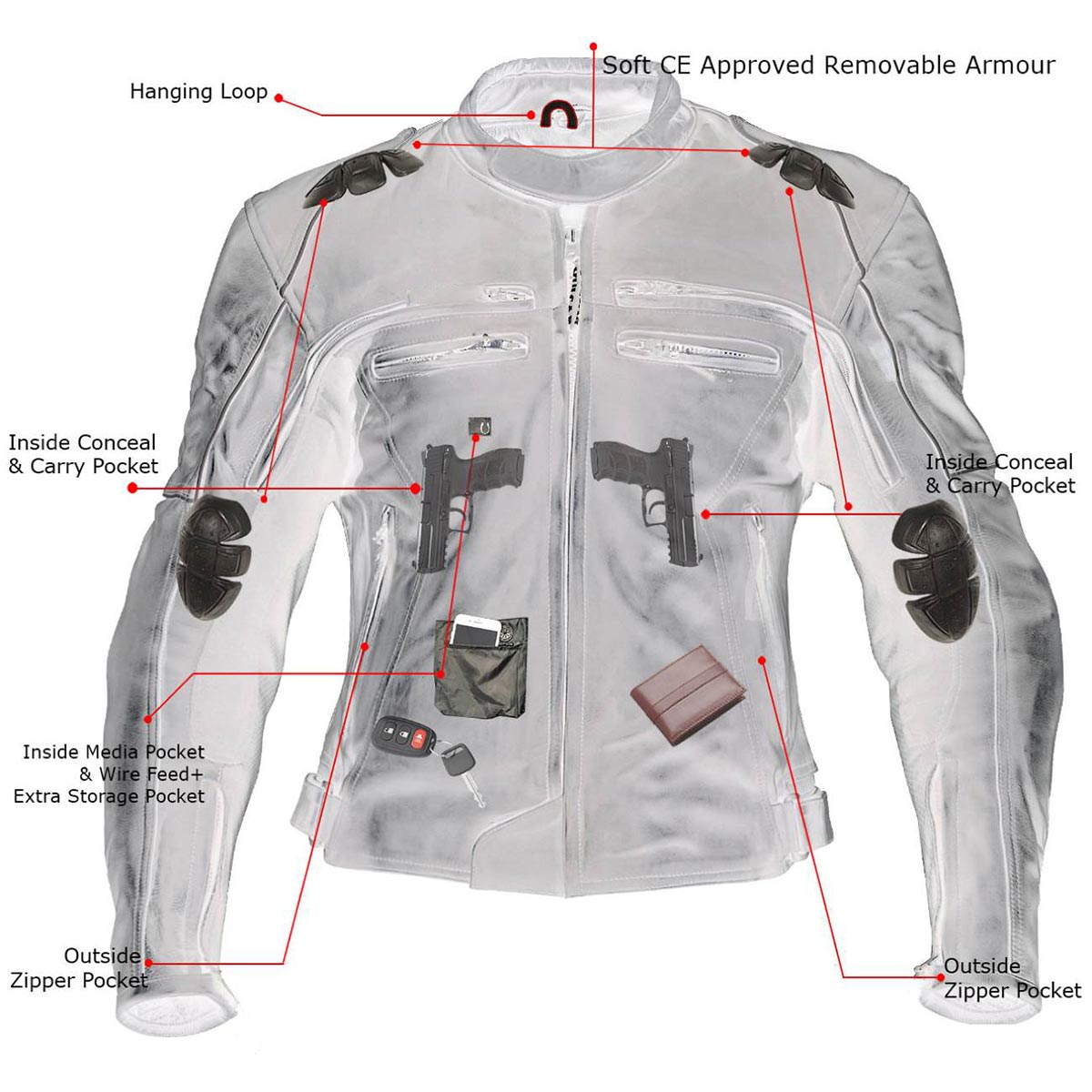 Milwaukee Leather LKM17013 Men's Premium Black Advanced Leather Motorcycle Jacket w/ CE Armor Protection