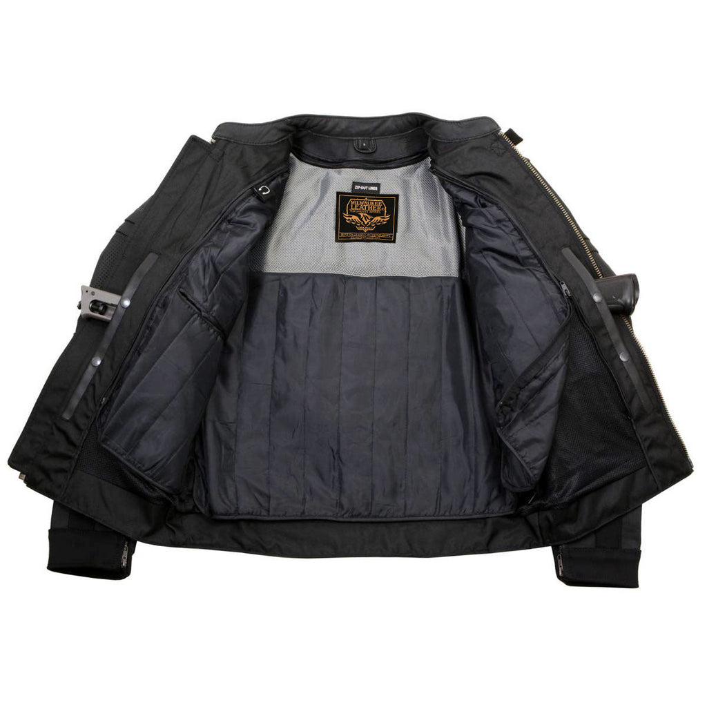 Milwaukee Leather LKM17014 Men's Matte Black Premium Leather Protective Motorcycle Racing Style Biker Jacket w/ CE Armor