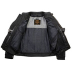 Milwaukee Leather LKM17014 Men's Matte Black Premium Leather Protective Motorcycle Racing Style Biker Jacket w/ CE Armor