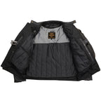 Milwaukee Leather LKM17015 Men's Premium Black Leather Vented Racer Style Motorcycle Bker Jacket w/ CE Armor