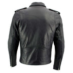 Milwaukee Leather Men's Classic Armored Black Leather Motorcycle Jacket w/ CE Armor - LKM17020