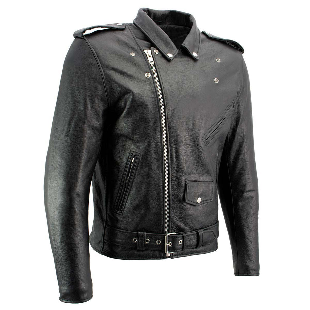 Milwaukee Leather Men's Classic Armored Black Leather Motorcycle Jacket w/ CE Armor - LKM17020