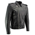 Milwaukee Leather Men's Classic Armored Black Leather Motorcycle Jacket w/ CE Armor - LKM17020