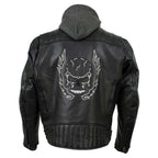 Milwaukee Leather Men's Alibi Black Leather Motorcycle Jacket w/ CE Armor, Removable Hoodie - LKM17021