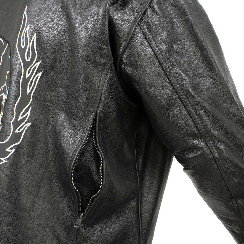 Milwaukee Leather Men's Alibi Black Leather Motorcycle Jacket w/ CE Armor, Removable Hoodie - LKM17021