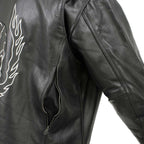 Milwaukee Leather Men's Alibi Black Leather Motorcycle Jacket w/ CE Armor, Removable Hoodie - LKM17021
