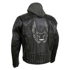 Milwaukee Leather Men's Alibi Black Leather Motorcycle Jacket w/ CE Armor, Removable Hoodie - LKM17021