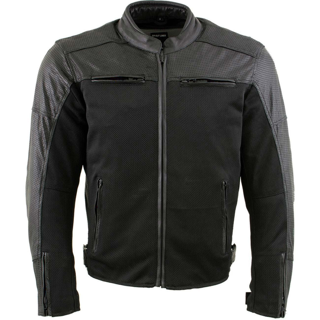 Milwaukee Leather Men's Chaos Black Leather Motorcycle Jacket w/ CE Armor, Reflective Panels, Vents - LKM17022