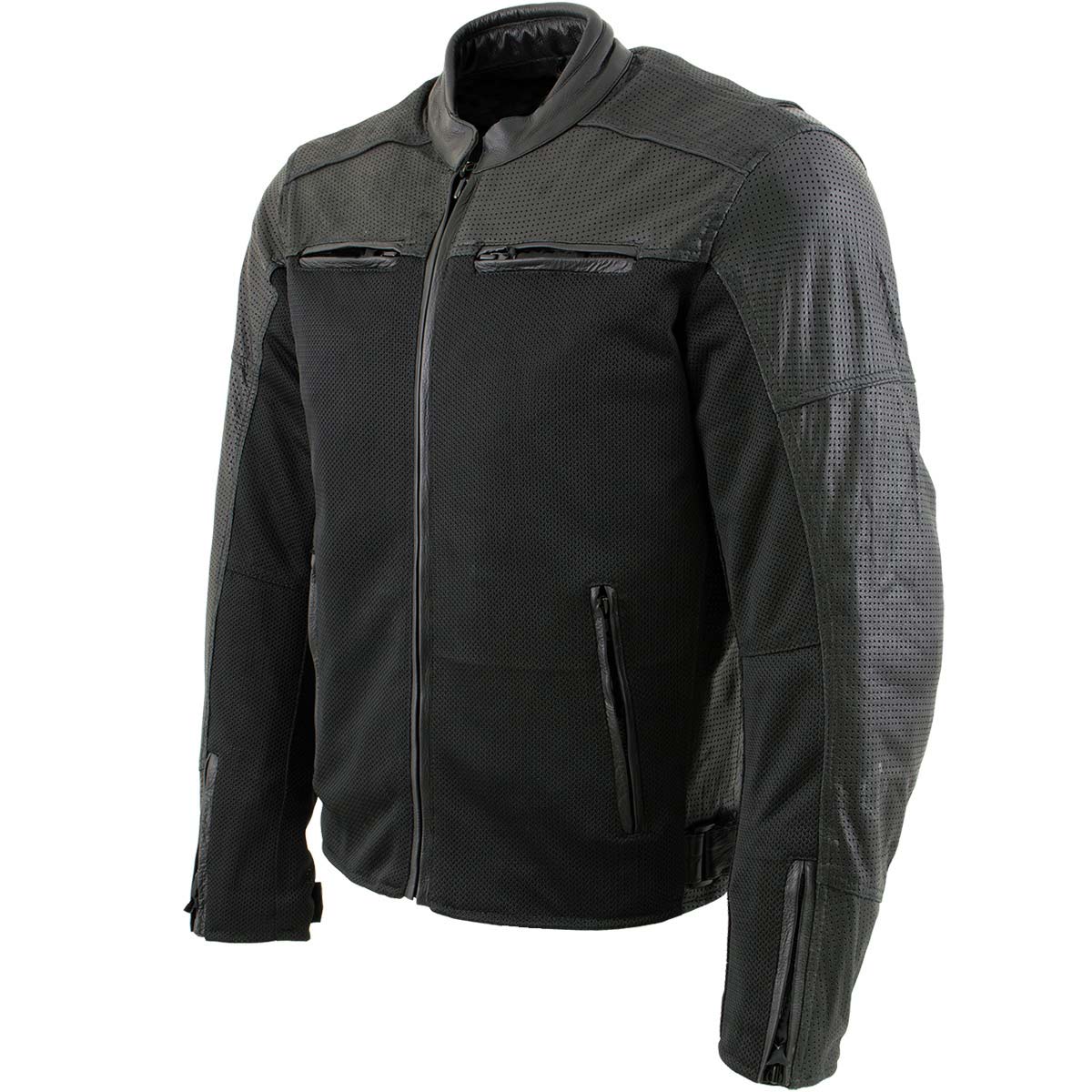 Milwaukee Leather Men's Chaos Black Leather Motorcycle Jacket w/ CE Armor, Reflective Panels, Vents - LKM17022
