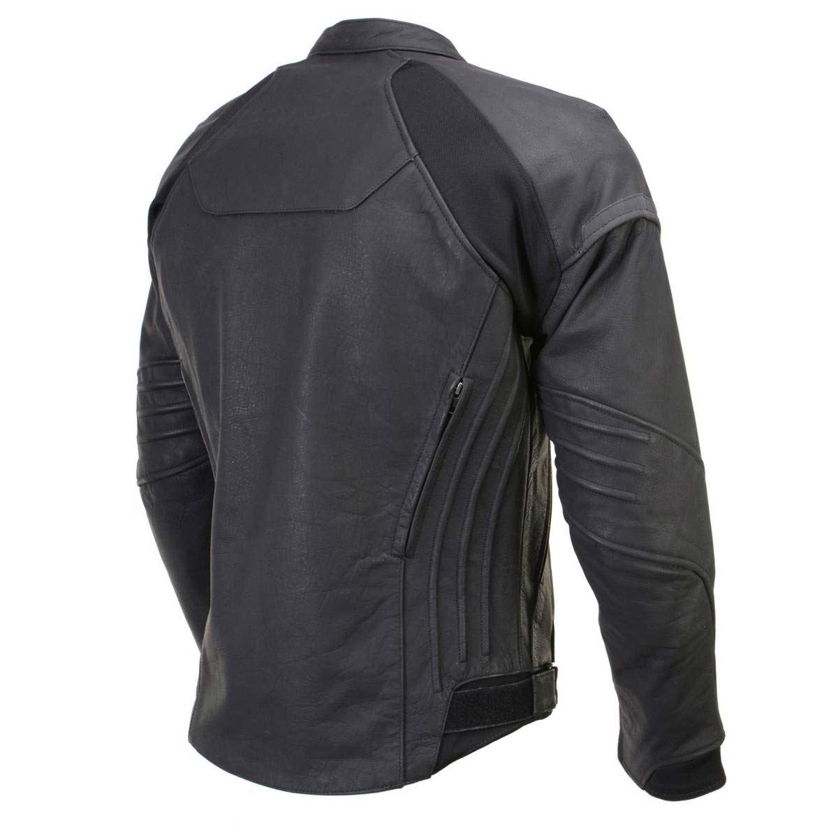 Milwaukee Leather Men's Endo Black Leather Motorcycle Jacket w/ CE Armor, Reflective Panels, Vents - LKM17023