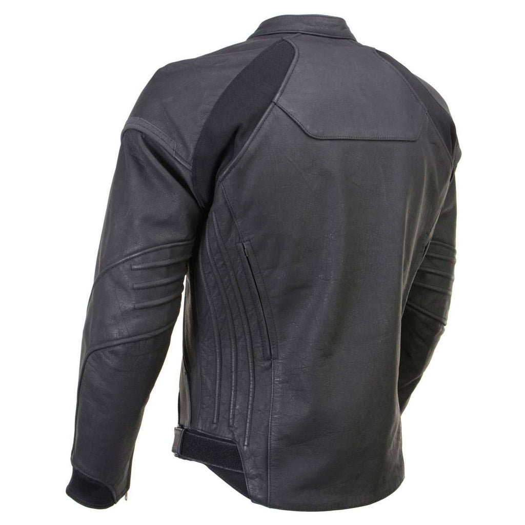 Milwaukee Leather Men's Endo Black Leather Motorcycle Jacket w/ CE Armor, Reflective Panels, Vents - LKM17023