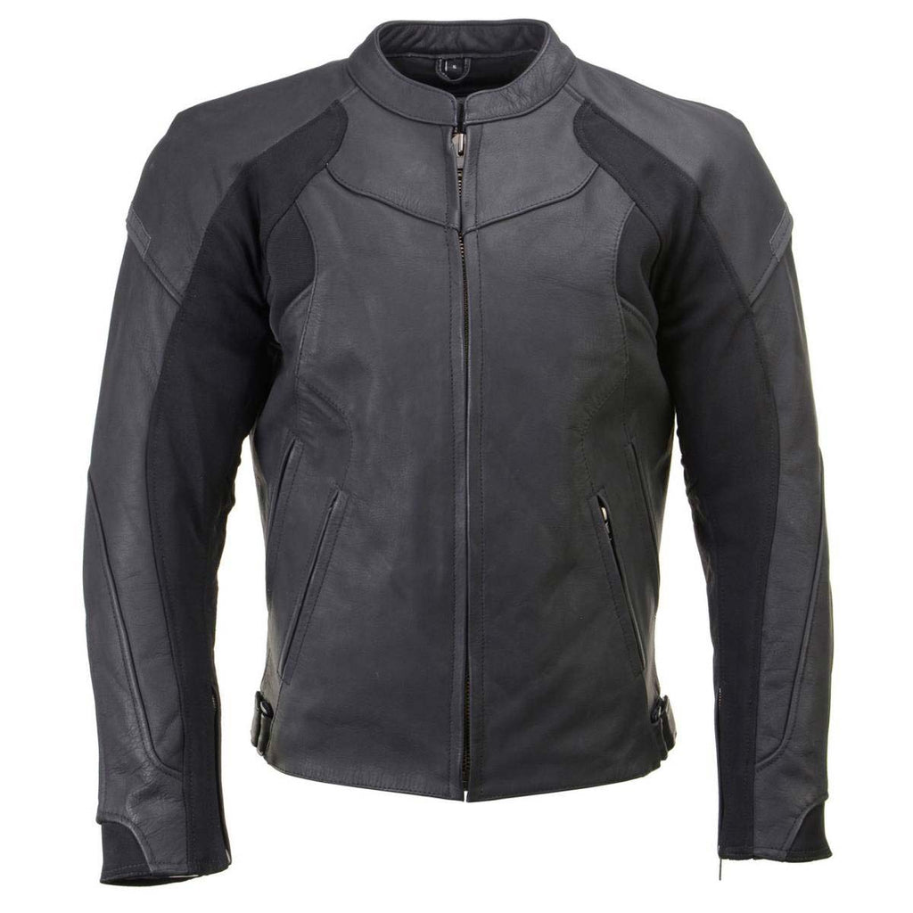 Milwaukee Leather Men's Endo Black Leather Motorcycle Jacket w/ CE Armor, Reflective Panels, Vents - LKM17023