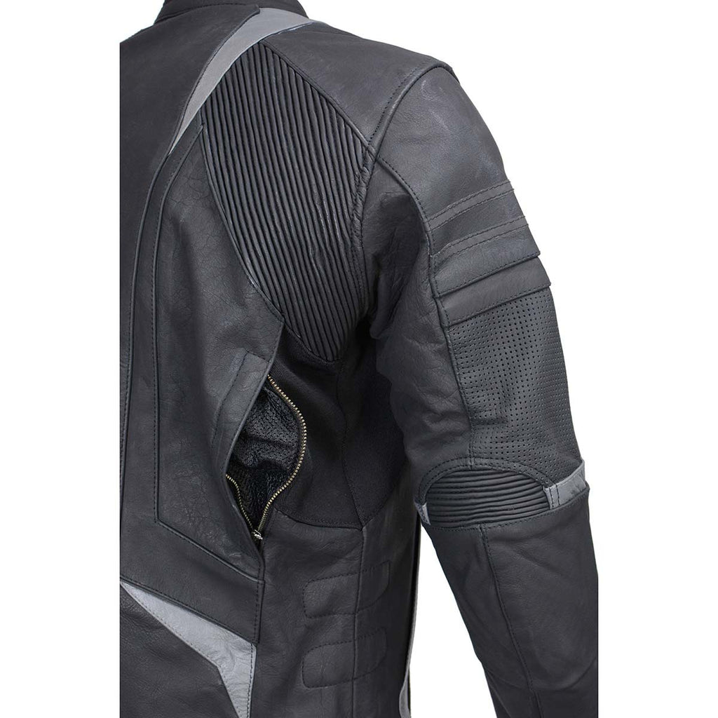 Milwaukee Leather Men's Stryde Black and Grey Matte Finish Racer Leather Motorcycle Jacket - LKM17024