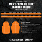 Milwaukee Leather Men's Live to Ride Classic Premium Leather CE Armored Motorcycle Jacket - Side Lace - LKM1707