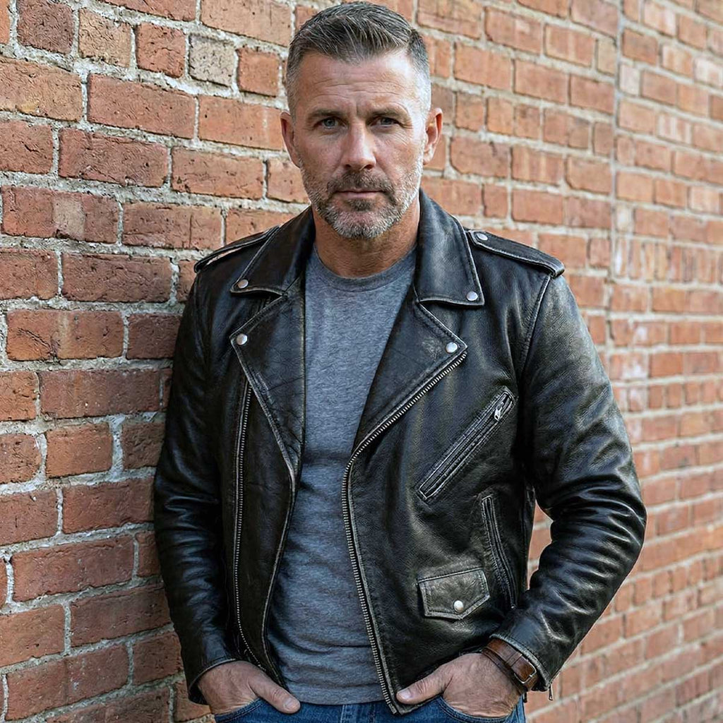 Milwaukee Leather Men's Live to Ride Classic Premium Leather CE Armored Motorcycle Jacket - Side Lace - LKM1706