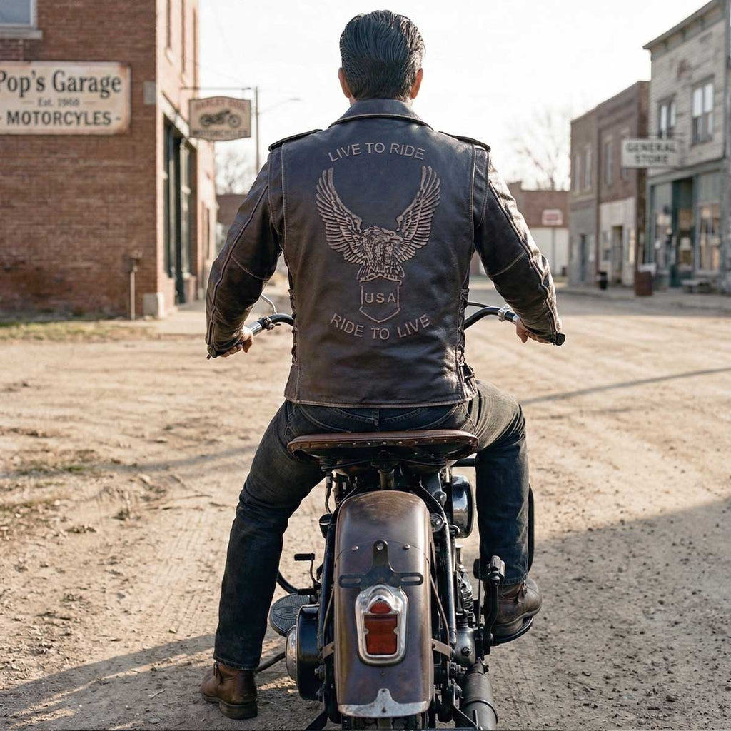 Milwaukee Leather Men's Live to Ride Classic Premium Leather CE Armored Motorcycle Jacket - Side Lace - LKM1707
