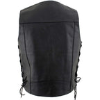 Milwaukee Leather Men's Classic ‘Side Laced Black Western Style Motorcycle Vest - LKM3776