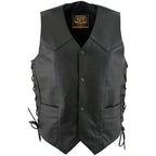 Milwaukee Leather Men's Classic ‘Side Laced Black Western Style Motorcycle Vest - LKM3776
