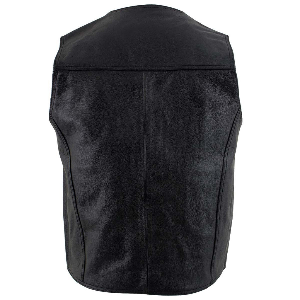 Milwaukee Leather Men's Black Classic Western Style Motorcycle Leather Rider Vest - LKM3778