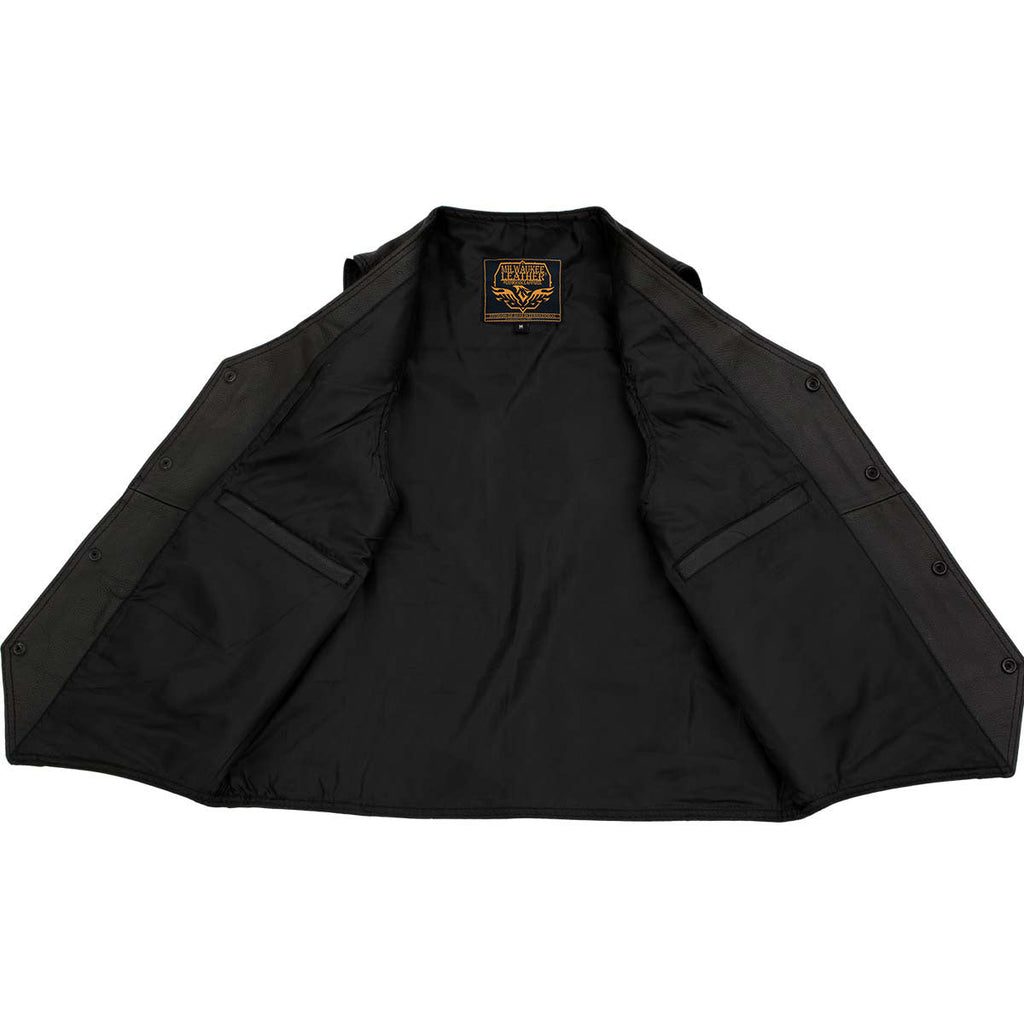 Milwaukee Leather Men's Black Classic Western Style Motorcycle Leather Rider Vest - LKM3778