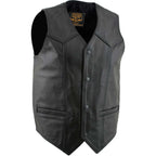 Milwaukee Leather Men's Black Classic Western Style Motorcycle Leather Rider Vest - LKM3778