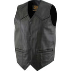 Milwaukee Leather Men's Black Classic Western Style Motorcycle Leather Rider Vest - LKM3778