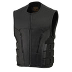 Milwaukee Leather Men's Creeper Black Triple Strap Leather Motorcycle Vest - LKM3791