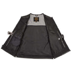 Milwaukee Leather Men's Drifter Black Collarless Buffalo Leather Motorcycle Vest - LKM3792