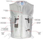 Milwaukee Leather Men's Drifter Black Collarless Buffalo Leather Motorcycle Vest - LKM3792