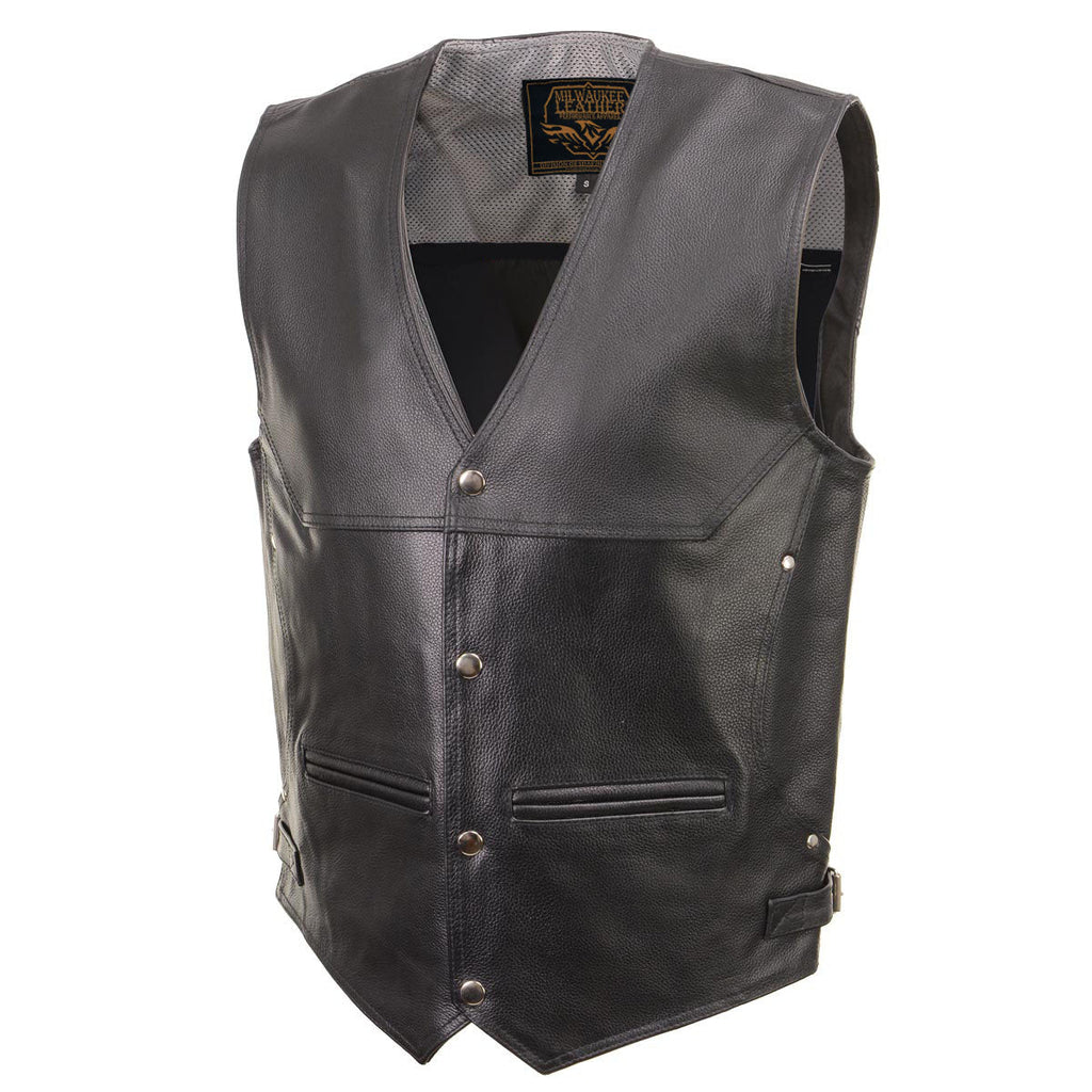 Milwaukee Leather Men's Road King Black Cowhide Leather Motorcycle Vest - LKM3793
