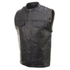 Milwaukee Leather Men's Quick Draw Black Cowhide Leather Motorcycle Vest - LKM3794