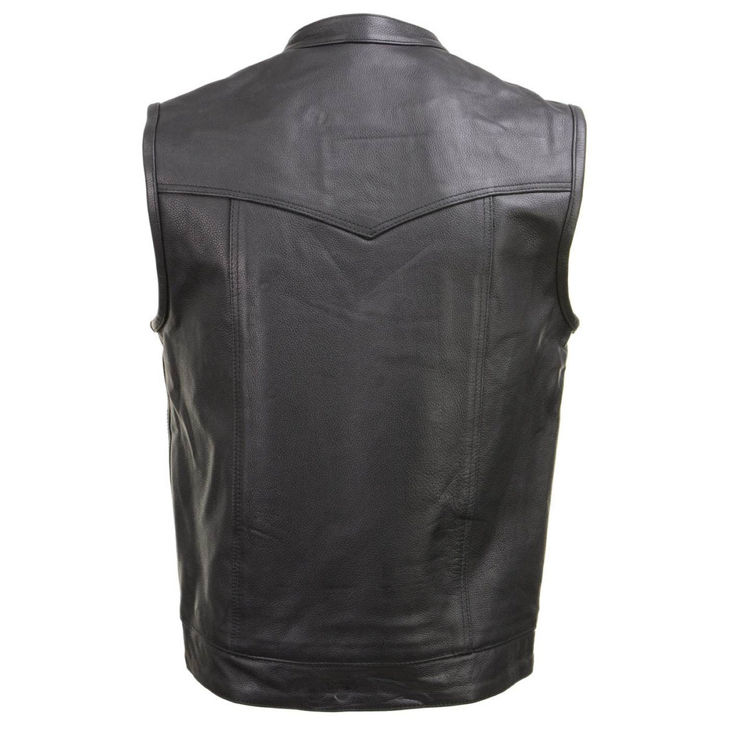 Milwaukee Leather Men's Quick Draw Black Cowhide Leather Motorcycle Vest - LKM3794