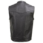 Milwaukee Leather Men's Quick Draw Black Cowhide Leather Motorcycle Vest - LKM3794